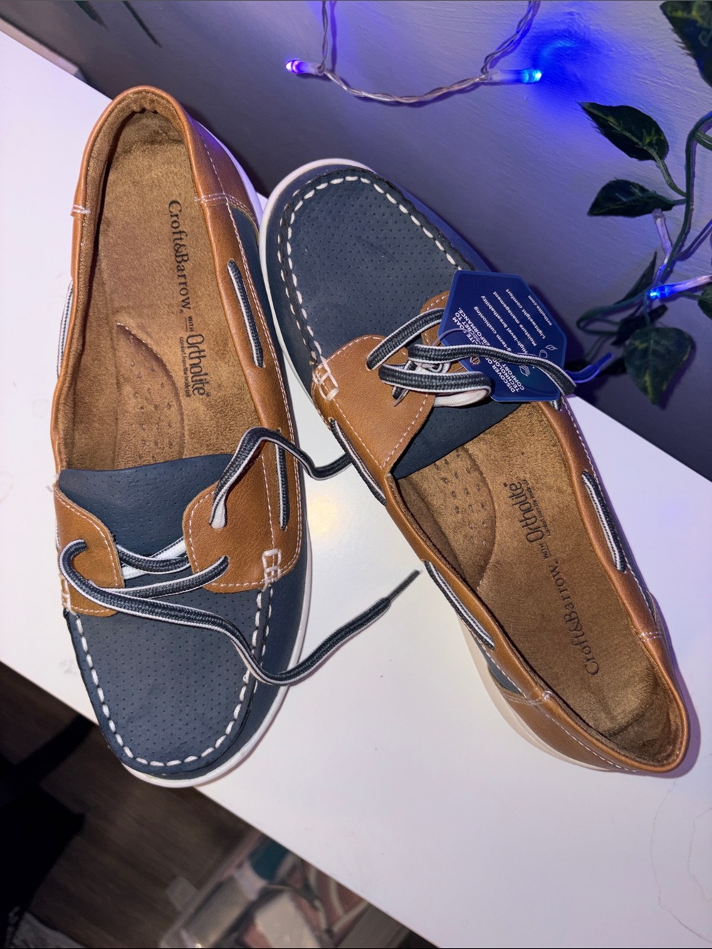 croft & barrow Navy and Tan Slip-On Boat Loafers - Picture 9 of 9